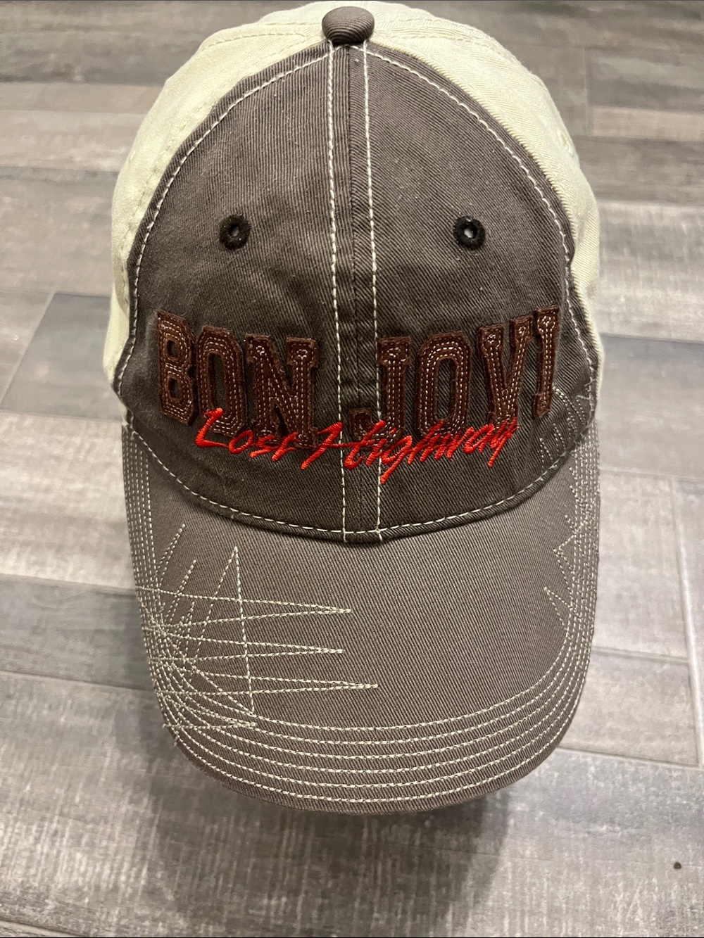 Bon Jovi 'Lost Highway' Two-Tone Baseball Cap - Gray & Cream